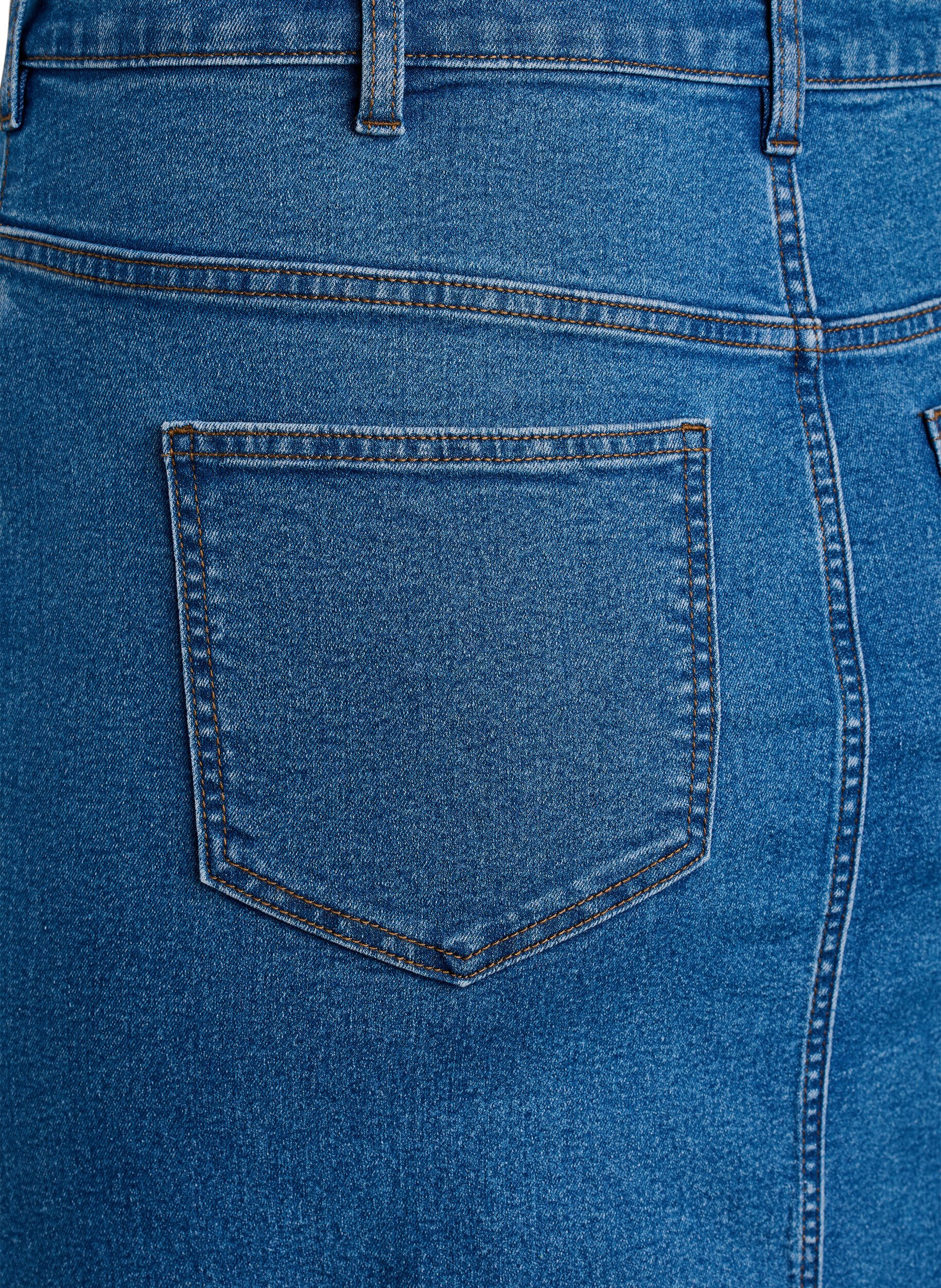 Zizzi FLASH - Midi-Jeansrock mit vorderem Schlitz, Blau, Packshot image number 4