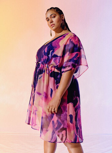 Strand-Kimono mit Druck, Purple Swirl, Image image number 0