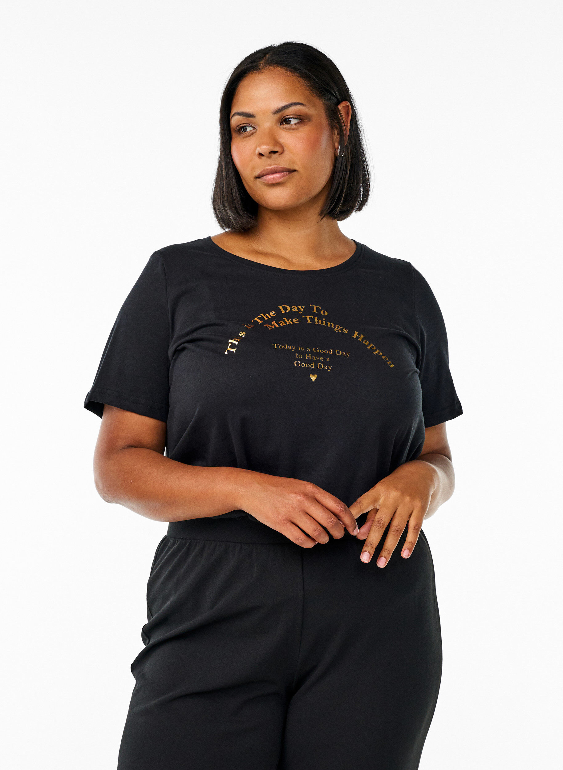 FLASH - T-Shirt mit Print, Schwarz, Model