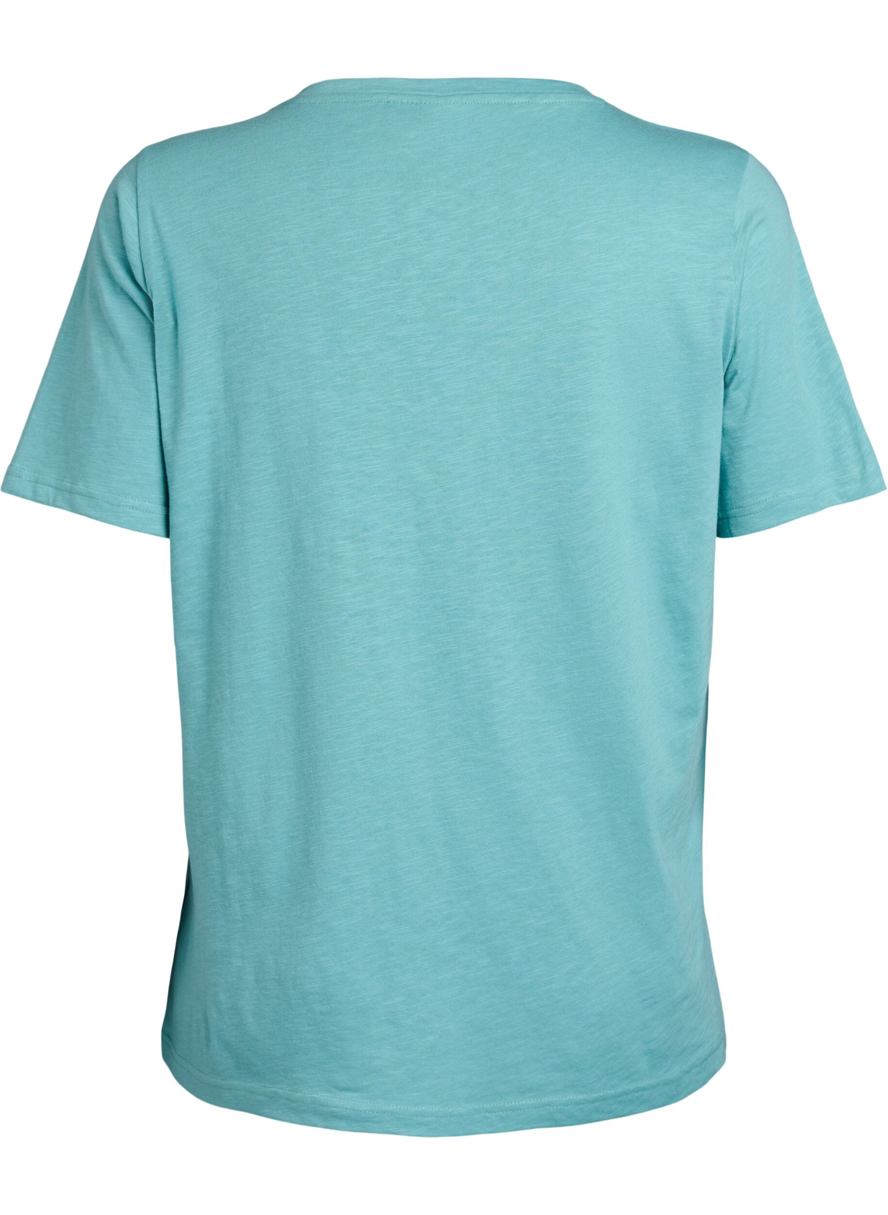 Zizzi Kurz&auml;rmliges Basic-T-Shirt mit V-Ausschnitt, Gr&uuml;n, Packshot image number 1