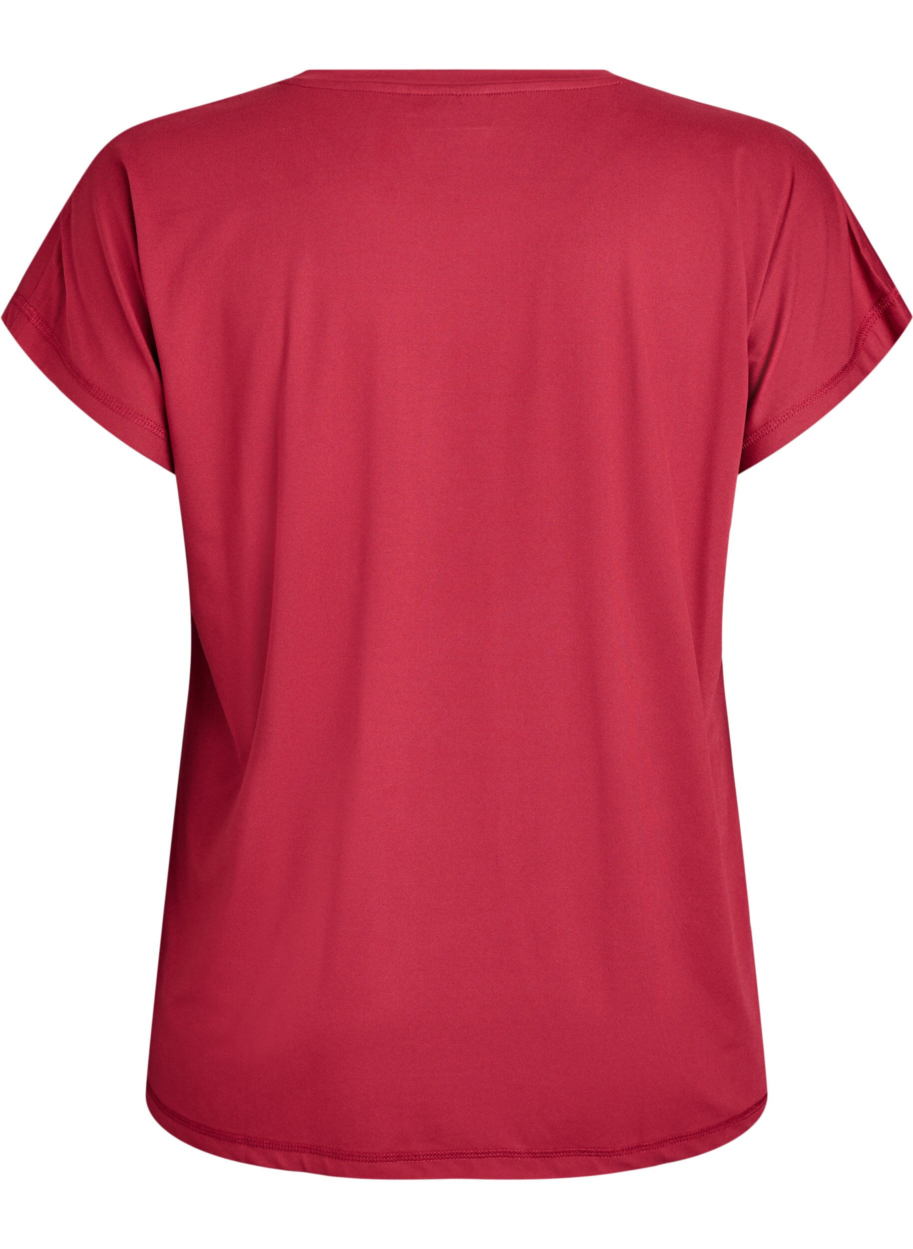 ZizziEinfarbiges Trainings-T-Shirt, Rot, Packshot image number 1