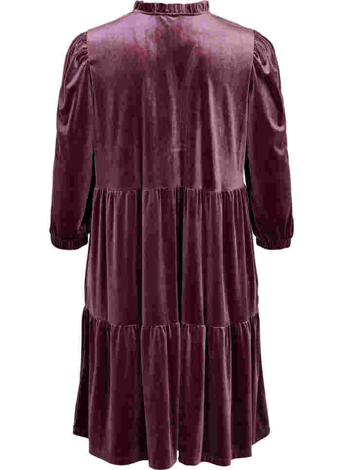 Kleid aus Velours mit Rüschenkragen und 3/4-Ärmeln, Winetasting, Packshot image number 1