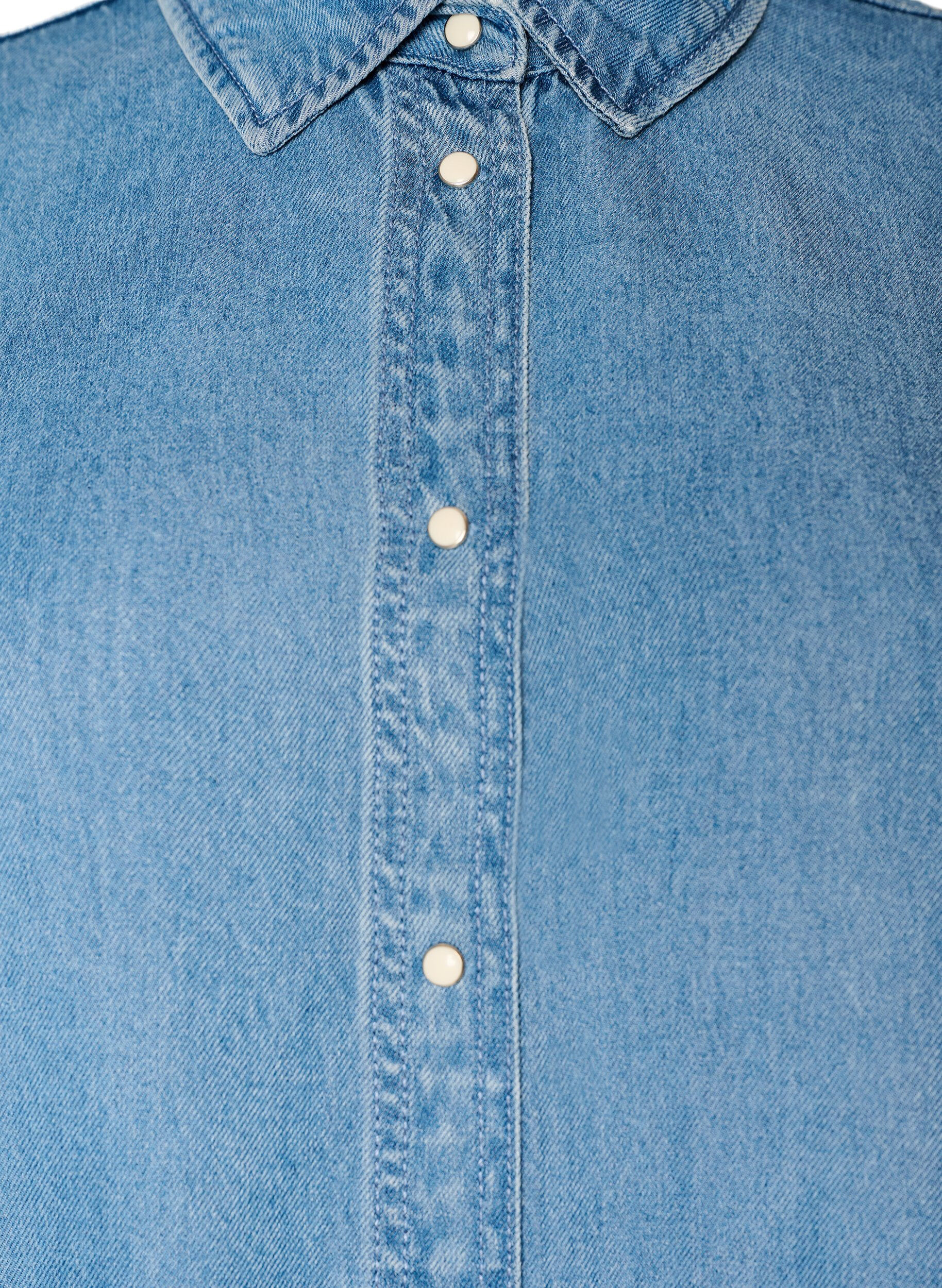 ZizziJeanskleid aus Lyocell mit Kn&ouml;pfen und kurzen &Auml;rmeln, Blau, Packshot image number 2