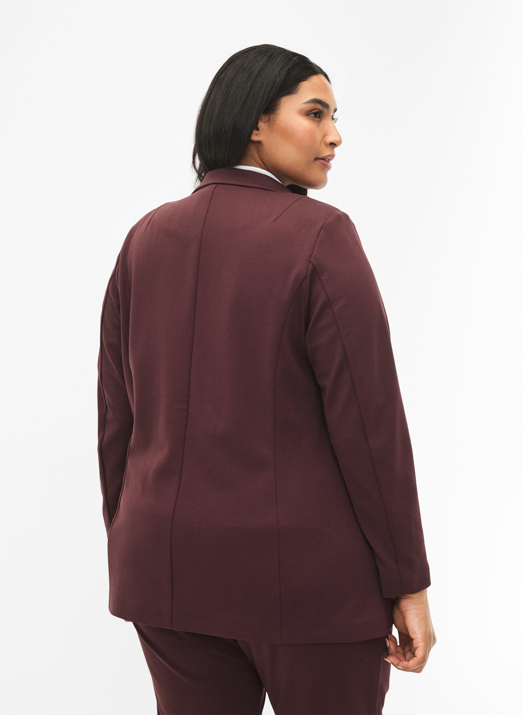 Zizzi Schlichter Blazer mit Knopfverschluss, Dunkles Bordeaux, Model image number 1