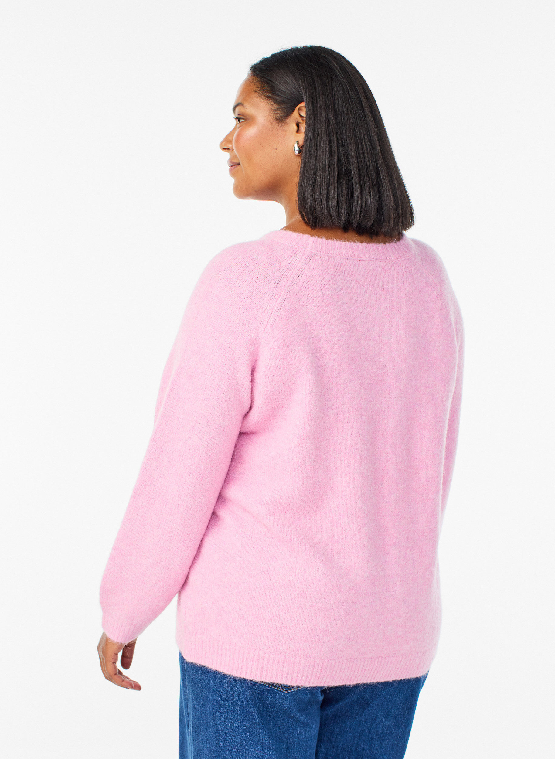 Zizzi Strickbluse mit Raglan&auml;rmeln, Pink, Model image number 2