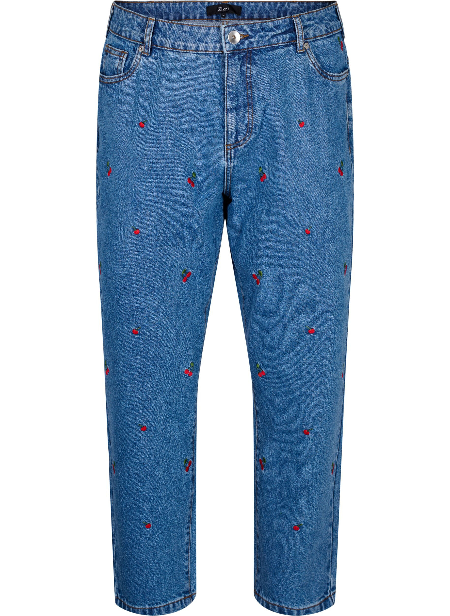 Zizzi Mille Mom Fit Jeans mit Stickerei, Blau, Packshot image number 0
