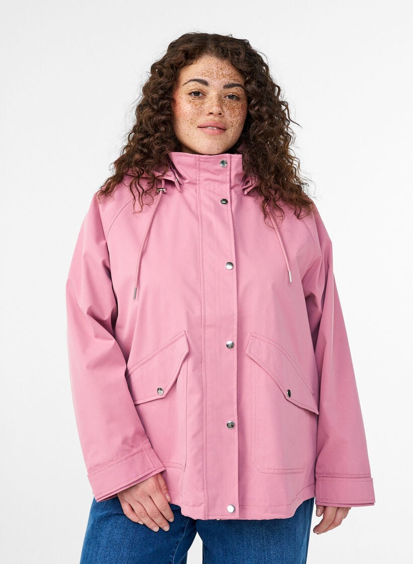 Kurze Fr&uuml;hlingsjacke mit abnehmbarer Kapuze, Rot, Model image number 0