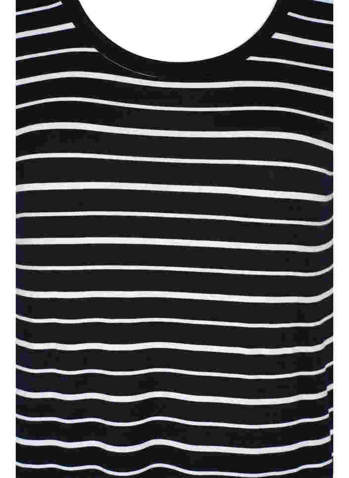 Gestreiftes Midikleid mit kurzen Ärmeln, Black w. Stripe, Packshot image number 2