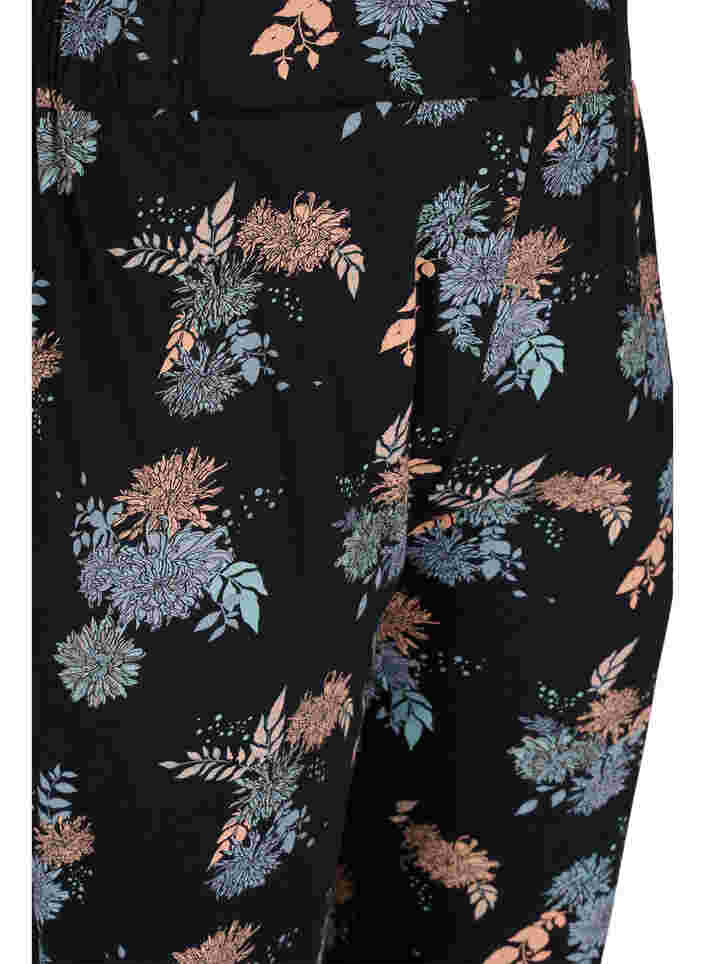 Schlafanzughose aus Baumwolle mit Blumenprint, Black Flower AOP, Packshot image number 2