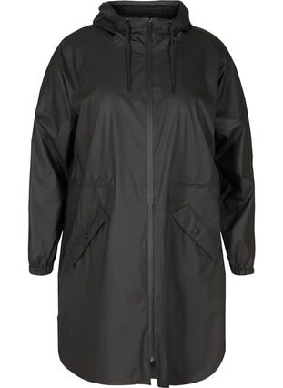 Regenjacke mit Reißverschluss und Kapuze, Black, Packshot image number 0