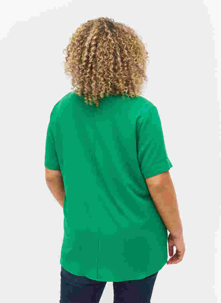 Kurzärmelige Bluse mit V-Ausschnitt, Jolly Green, Model image number 1