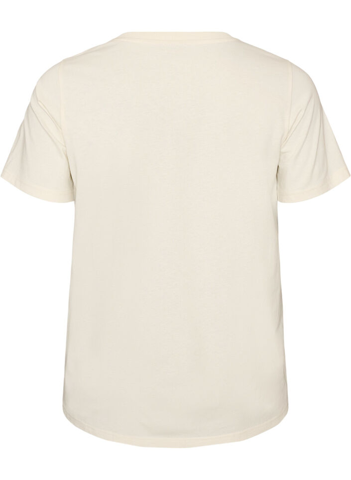 T-shirt aus Baumwolle mit Print, Vanille, Packshot image number 1