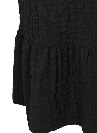 Kurzarm Kleid mit Struktur und A-Linie, Black, Packshot image number 3