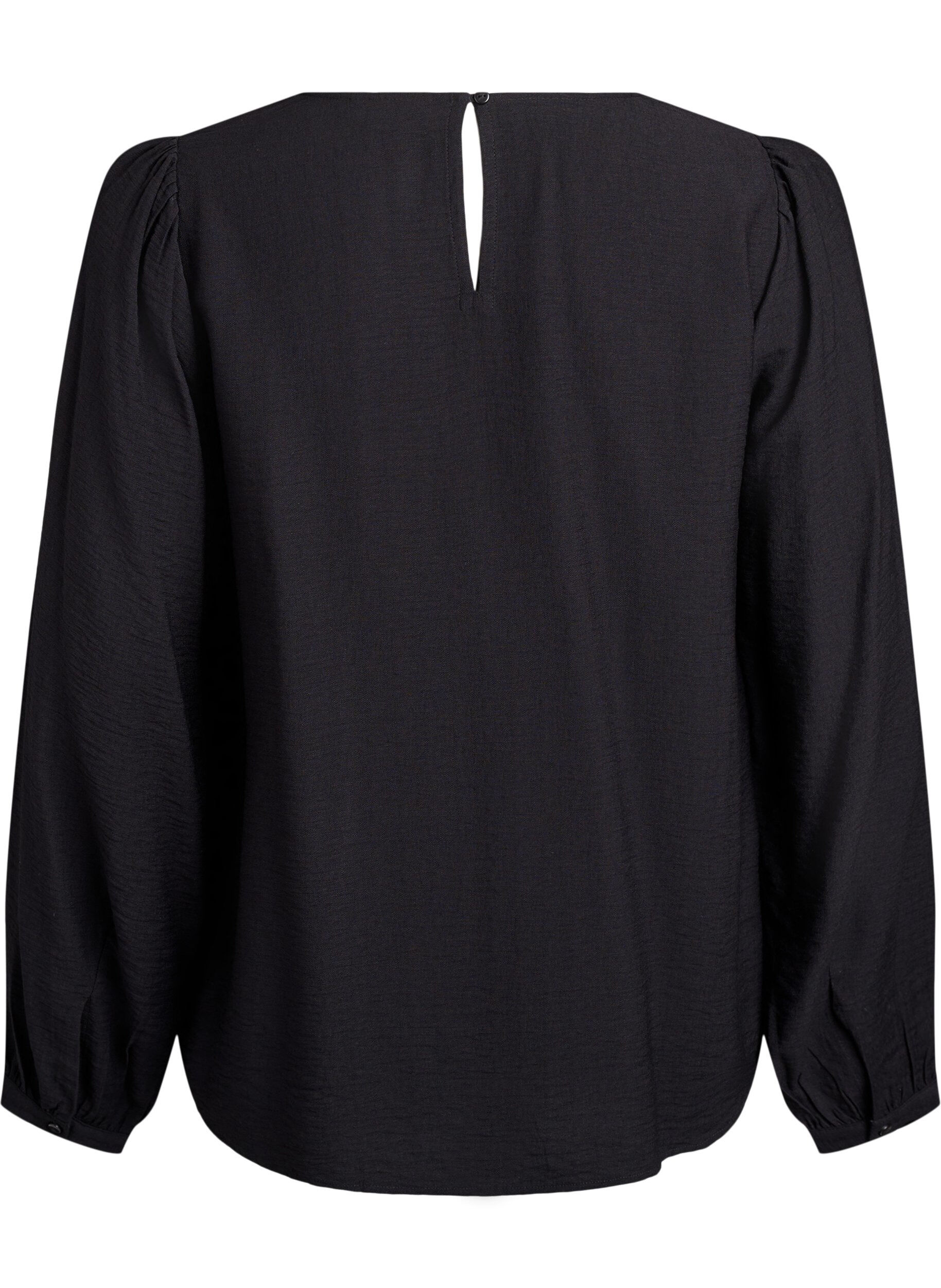 Zizzi Lang&auml;rmelige Viskosebluse, Schwarz, Packshot image number 1