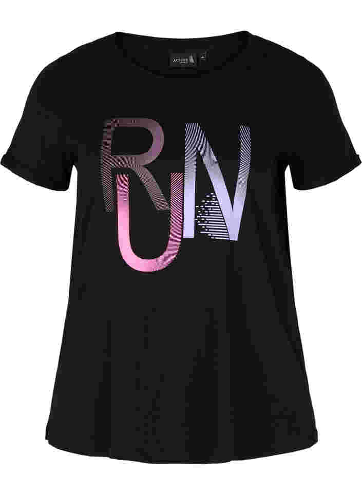 Trainings-T-Shirt mit Print, Black Run, Packshot image number 0