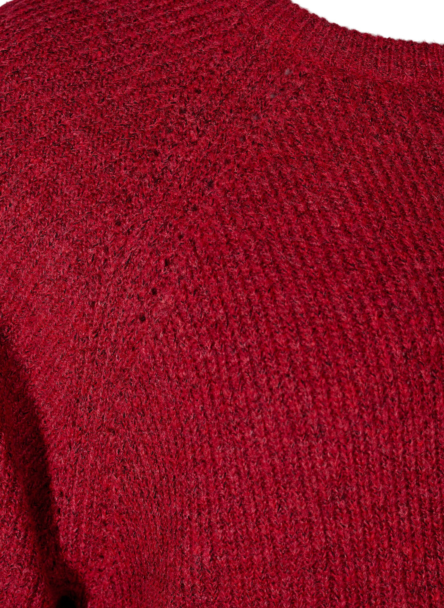 Zizzi Ripppullover mit 3/4-&Auml;rmeln, Rot, Packshot image number 3