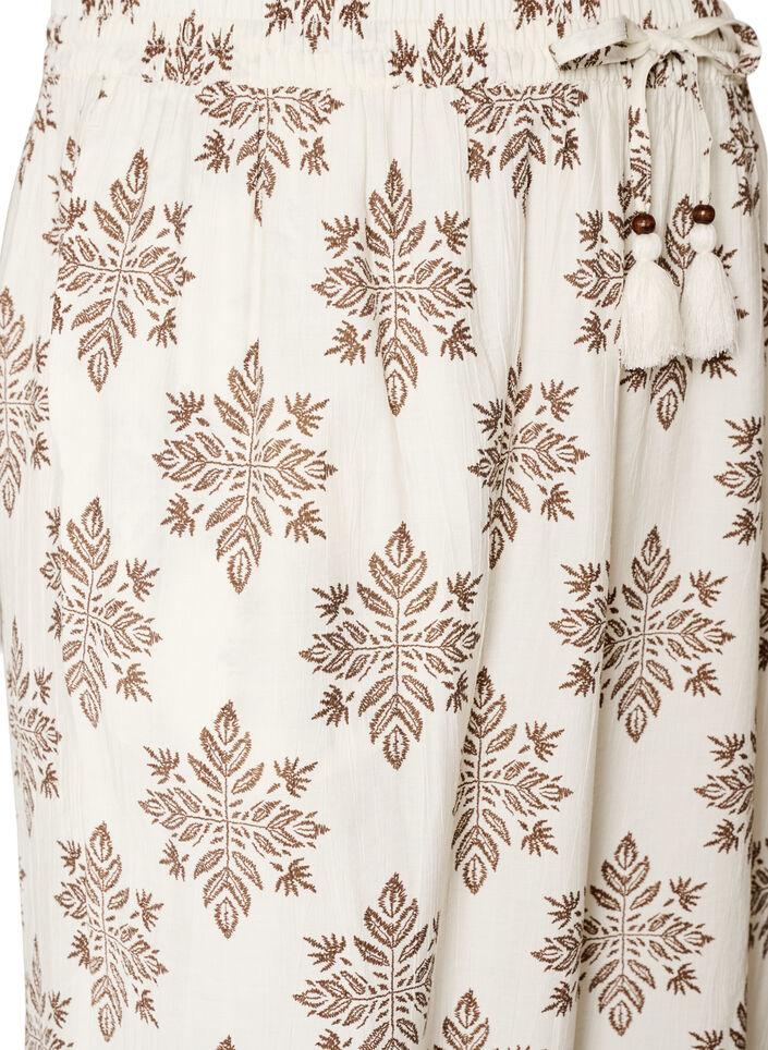 Gemusterte Ballonhose mit hoher Taille, Vanille, Packshot image number 2
