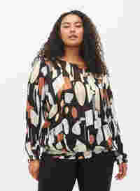 Gemusterte Bluse mit Smock, Graphic AOP, Model