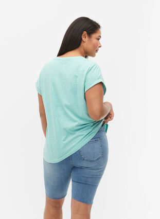 Melange T-Shirt mit kurzen Ärmeln, Turquoise Mél, Model image number 1