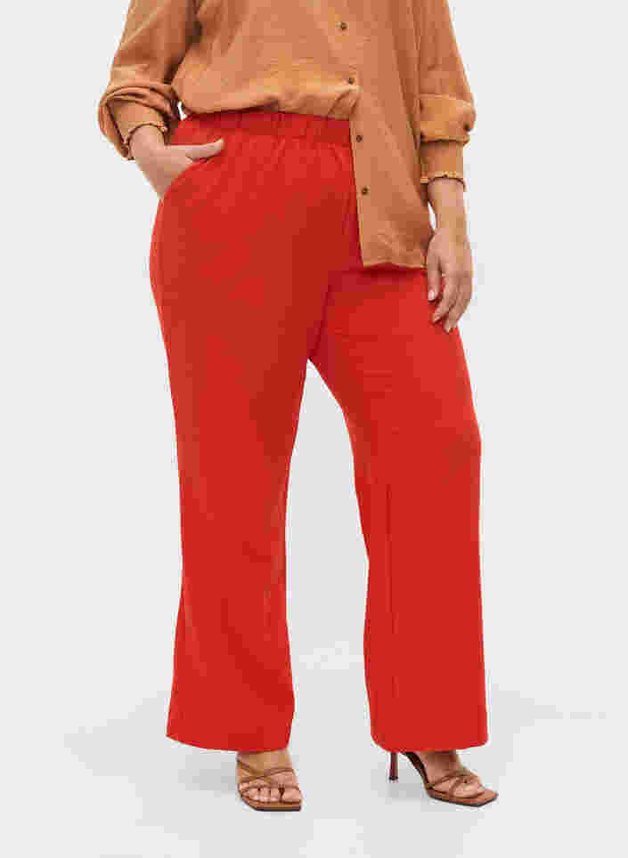 Weite Hose mit Taschen, Fiery Red, Model image number 3