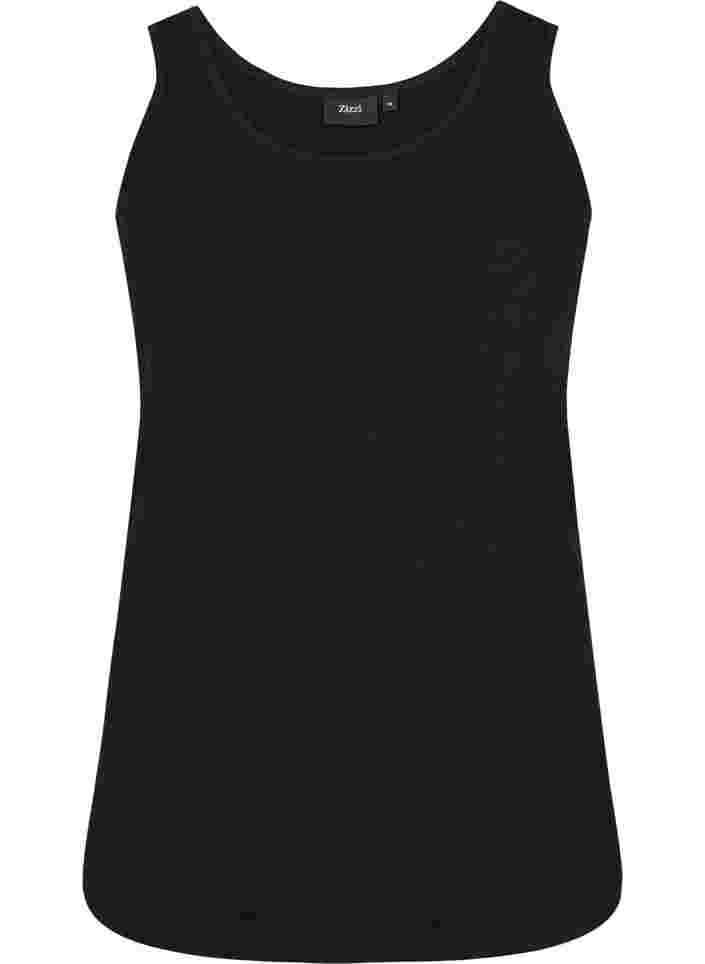 Einfarbiges basic Top aus Baumwolle, Black, Packshot image number 0