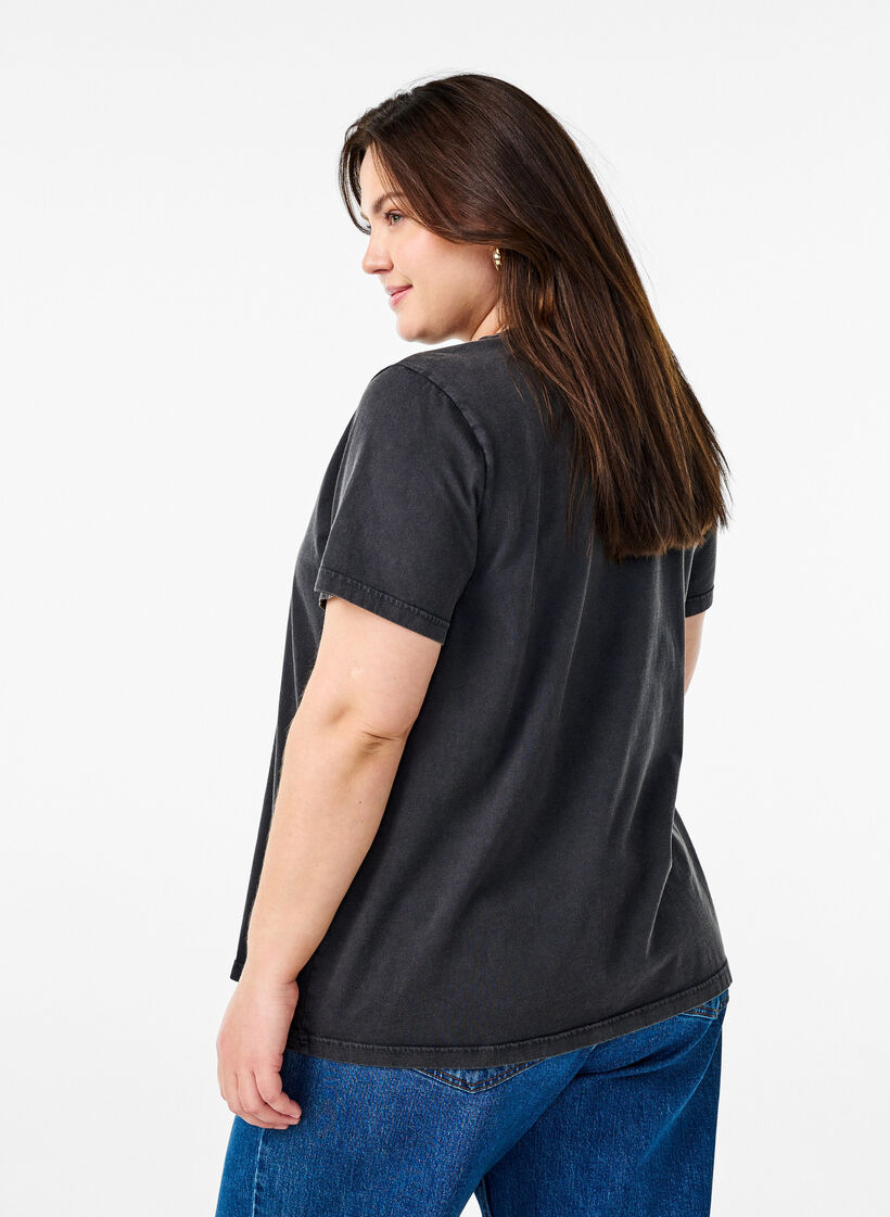 T-Shirt aus Bio-Baumwolle mit coolem Print, Grau, Model image number 2