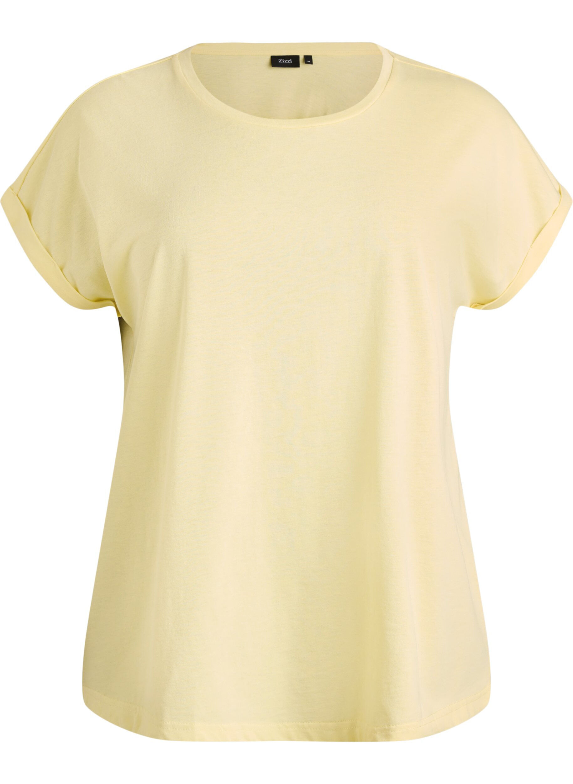 ZizziKurz&auml;rmeliges T-Shirt aus Baumwollmischgewebe, Gelb, Packshot image number 0