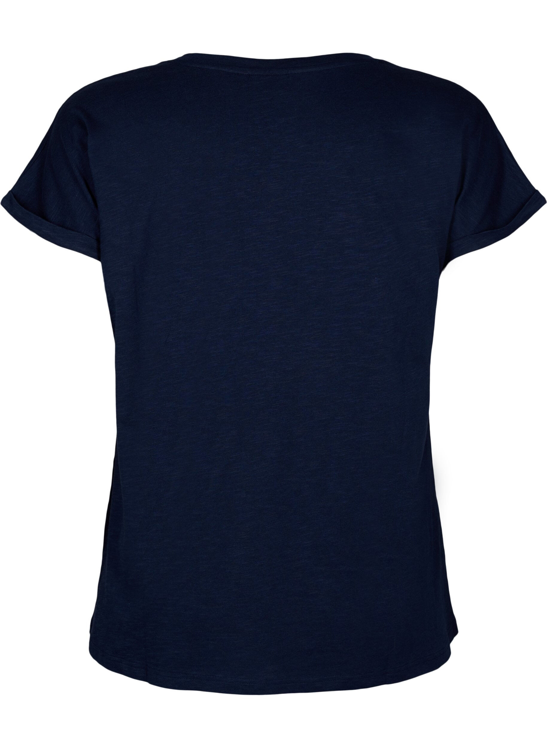 Zizzi Bedrucktes T-Shirt aus Bio-Baumwolle, N.Sky w. White Print, Packshot image number 1