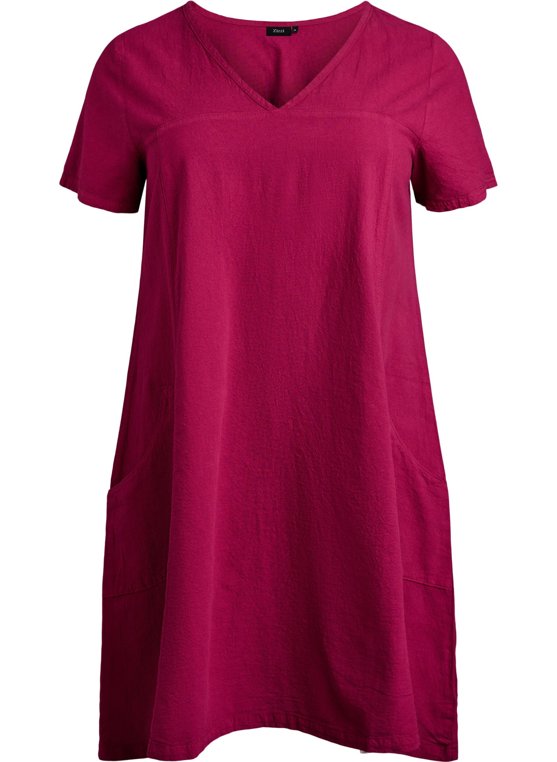 ZizziKurzarm Kleid aus Baumwolle, Rot, Packshot image number 0