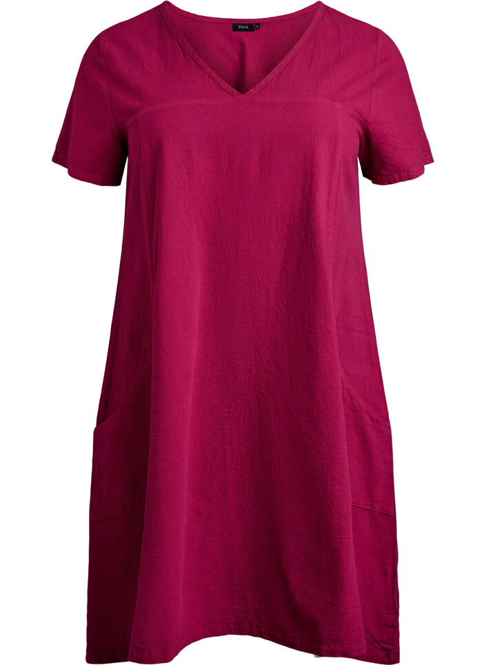 Kurzarm Kleid aus Baumwolle, Rot, Packshot image number 0