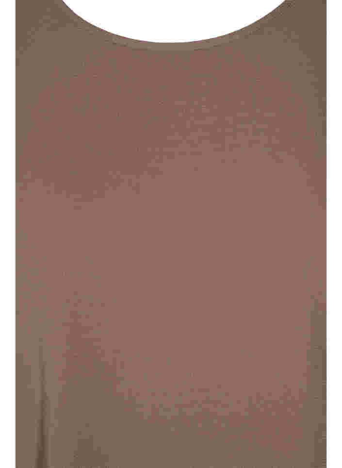 Bluse mit kurzen Ärmeln und Rundhalsausschnitt, Deep Taupe, Packshot image number 2
