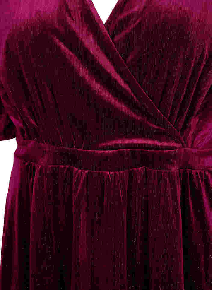 Velour-Kleid mit V-Ausschnitt und Glitzer, Winetasting, Packshot image number 2