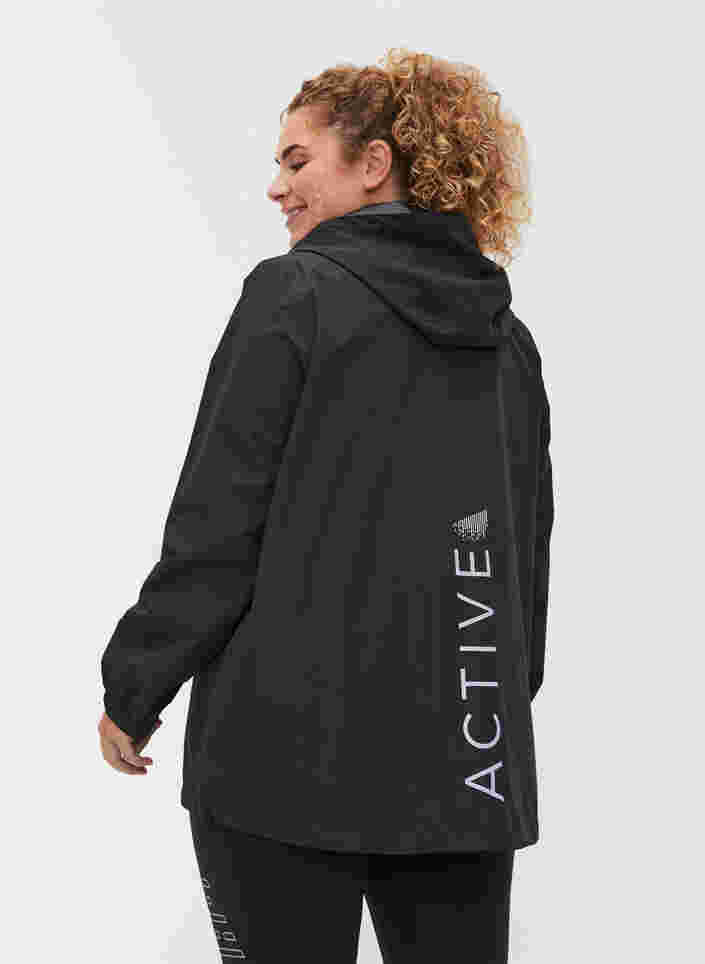 Sportliche Regenjacke mit Kapuze und Taschen, Black, Model image number 1