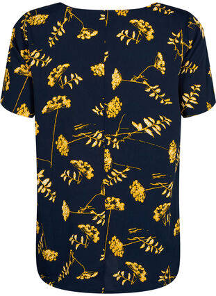 FLASH – Kurzärmelige Bluse mit Print, Night Sky Yellow AOP, Packshot image number 1