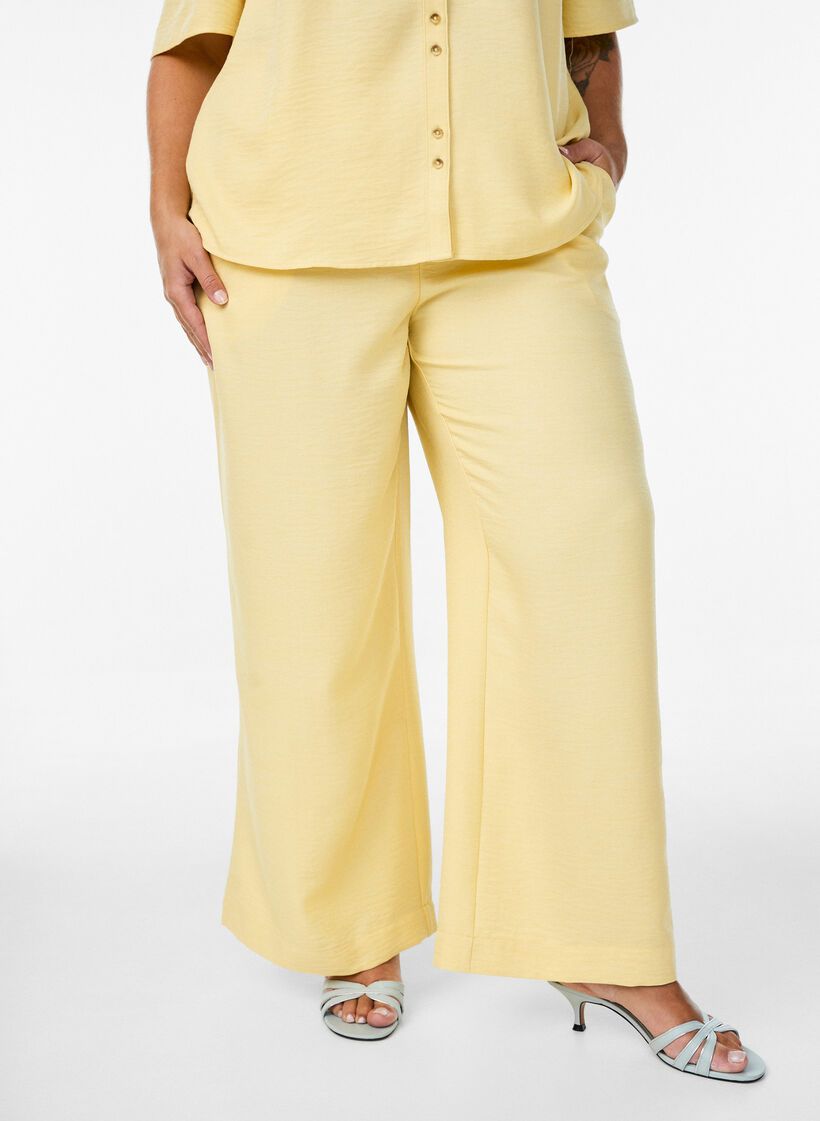 Lockere Hose mit elastischem Bund und Taschen, Gelb, Model image number 2