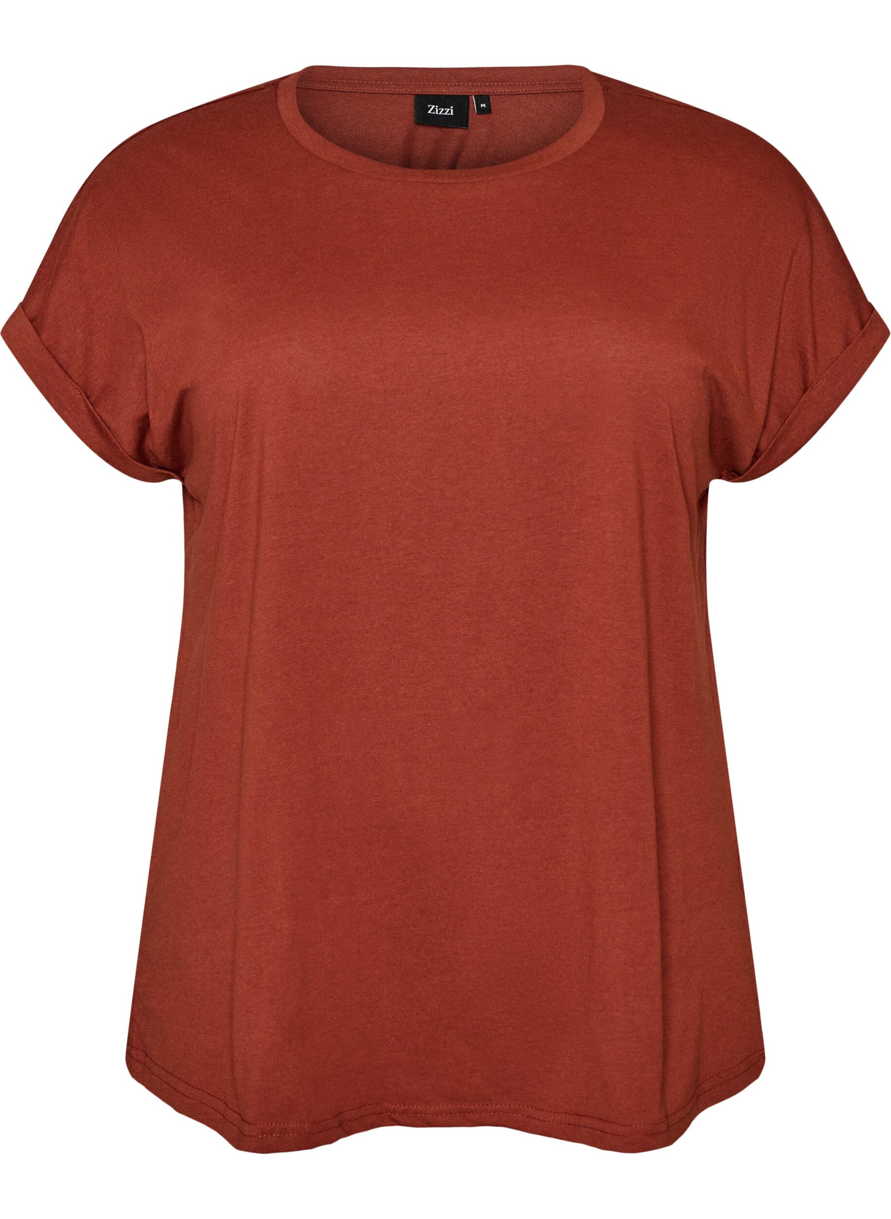ZizziKurz&auml;rmeliges T-Shirt aus einer Baumwollmischung, Rot, Packshot image number 0