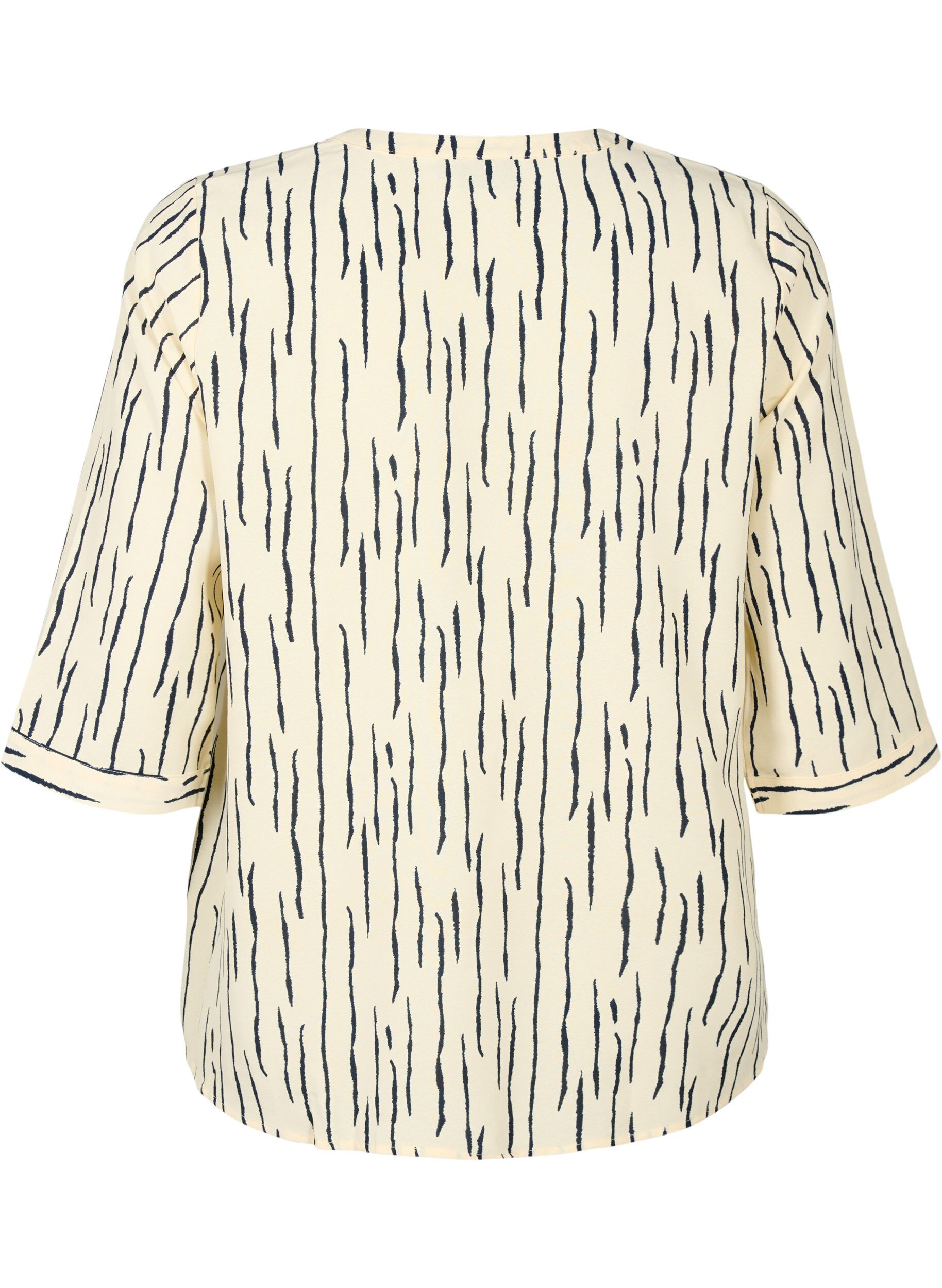 Zizzi Bluse mit 3/4 &Auml;rmeln und Druck, Off White Stripe, Packshot image number 1