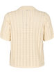 Gestricktes Poloshirt mit Lochmuster, Beige, Packshot image number 1