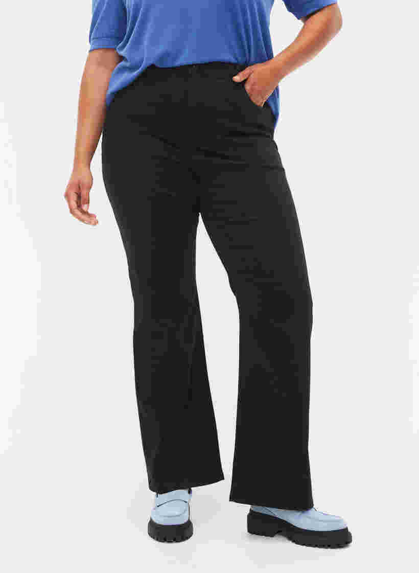 Flared Jeans mit extra hoher Taille, Black, Model image number 2
