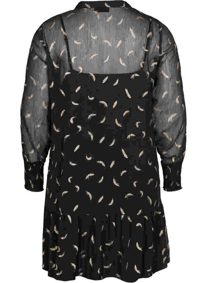 Kleid mit A-Form und Smok, Black, Packshot image number 1