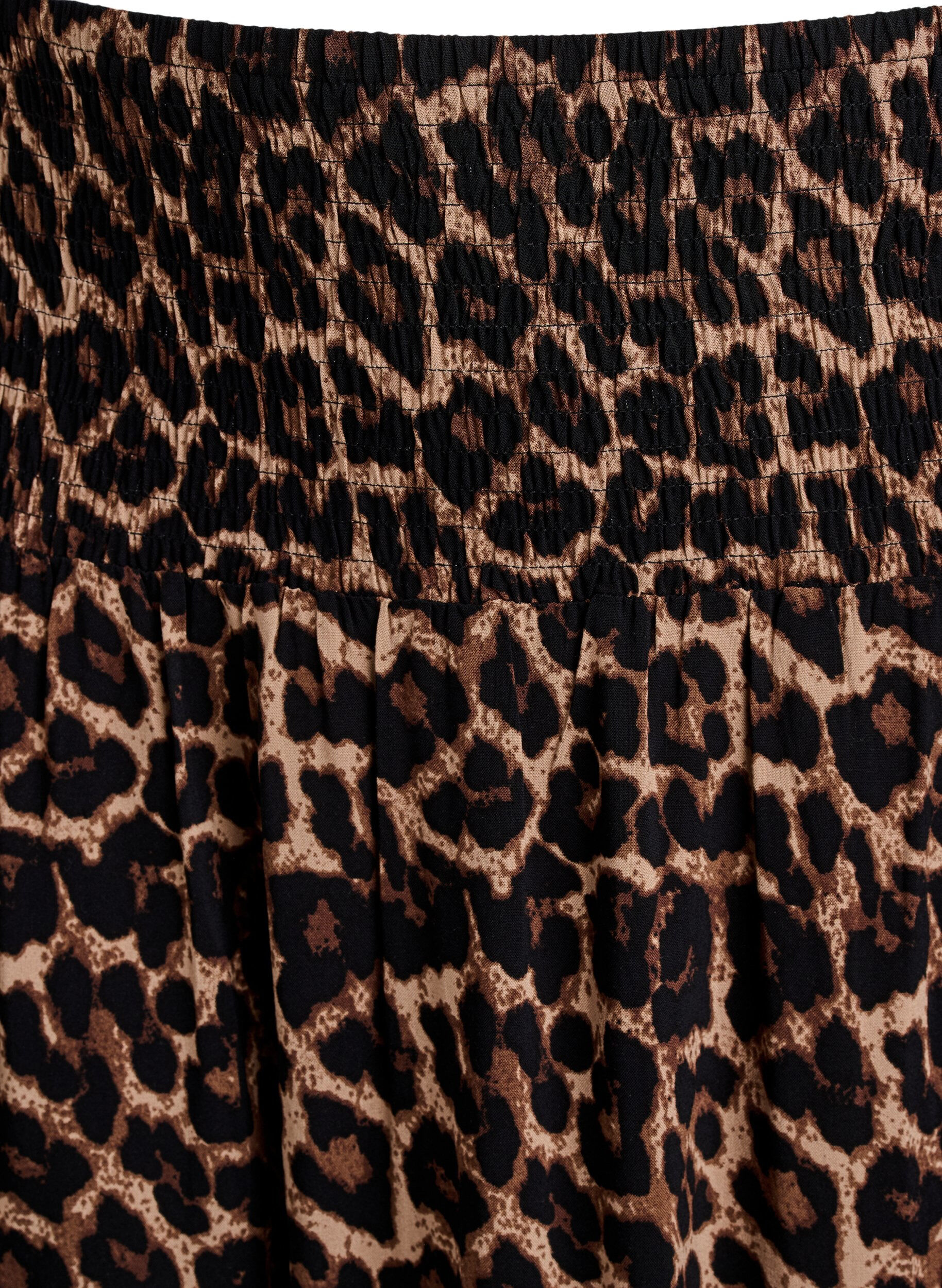 Zizzi Maxirock aus Viskose mit Smok, Braun, Packshot image number 2