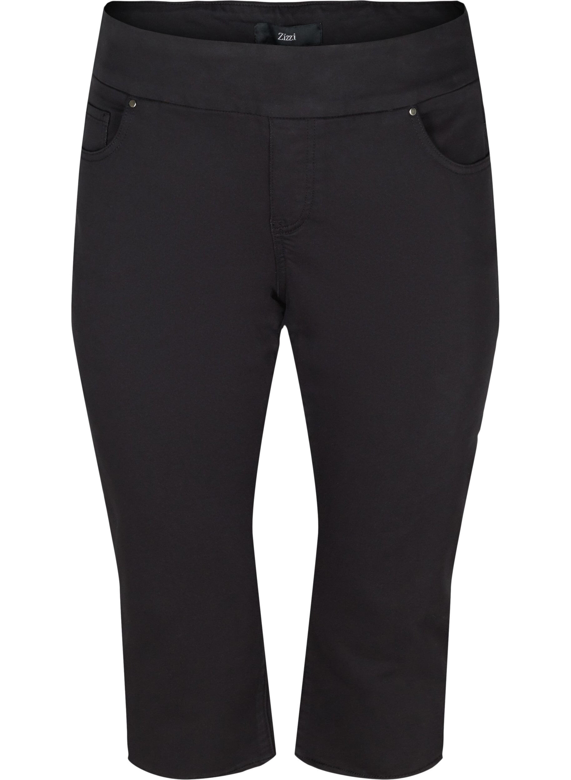 Zizzi Eng anliegende Caprihose aus einer Baumwollmischung, Black, Packshot image number 0