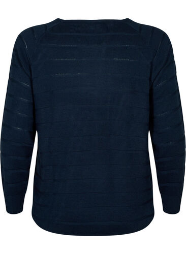 Gestrickte Bluse mit ton-auf-Ton Streifen, Navy Blazer, Packshot image number 1