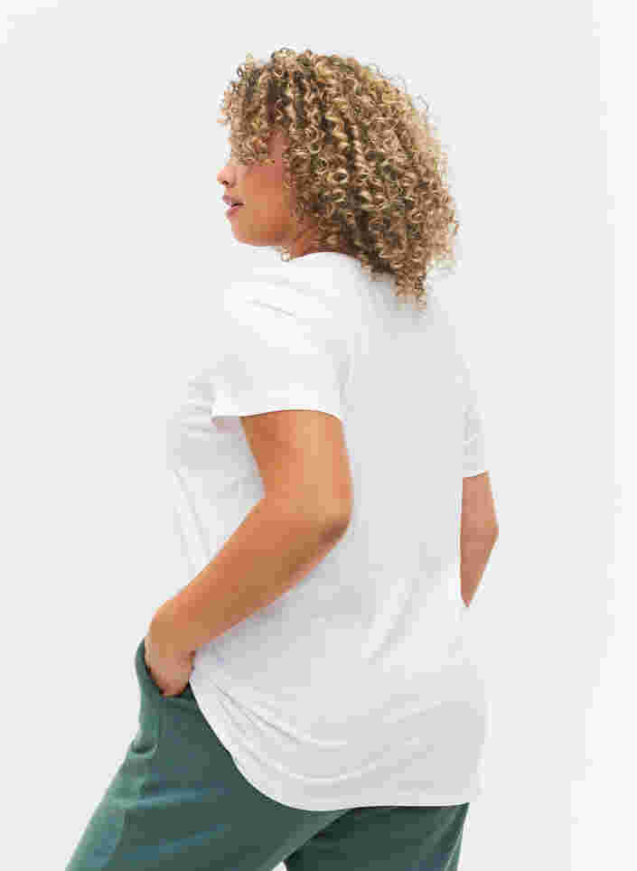 Trainings-T-Shirt aus Baumwolle mit Aufdruck, White w. inhale logo, Model image number 1