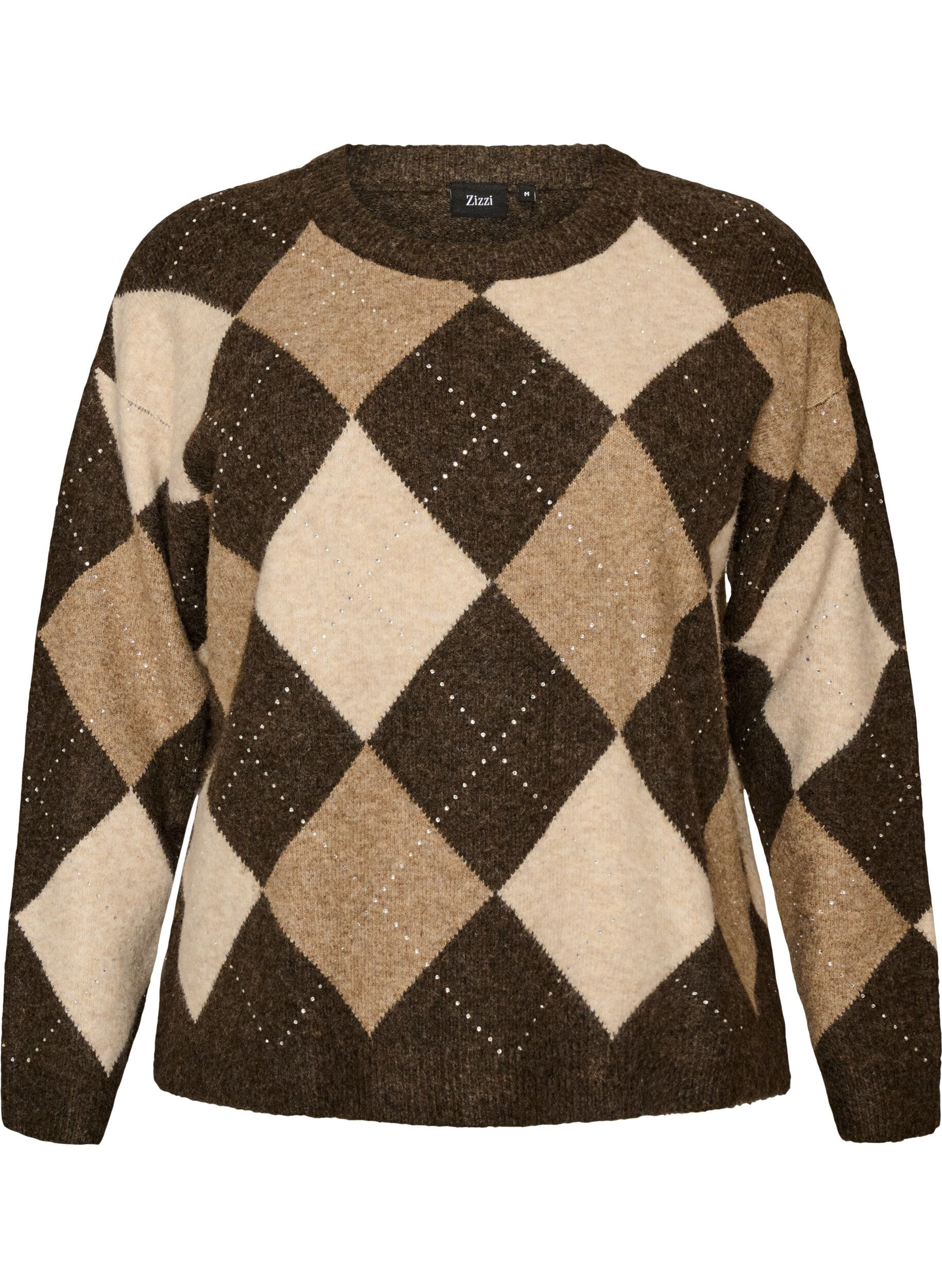 Stricktop mit Argyle-Muster und Strasssteinen