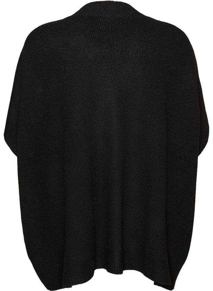 Strickjacke mit offener Front und weiten &Auml;rmeln, Schwarz, Packshot image number 1