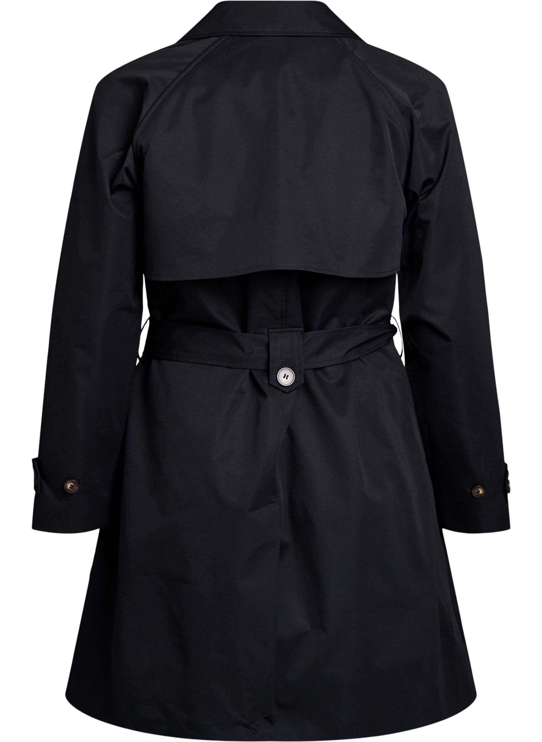 Zizzi Trenchcoat in Midi-L&auml;nge mit G&uuml;rtel, Black, Packshot image number 1