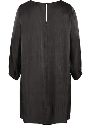 Kleid mit Shine und langen Puffärmeln, Black, Packshot image number 1
