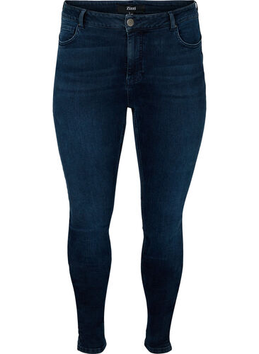 Super Slim Amy Jeans mit hoher Taille, Blue/Black Denim, Packshot image number 0