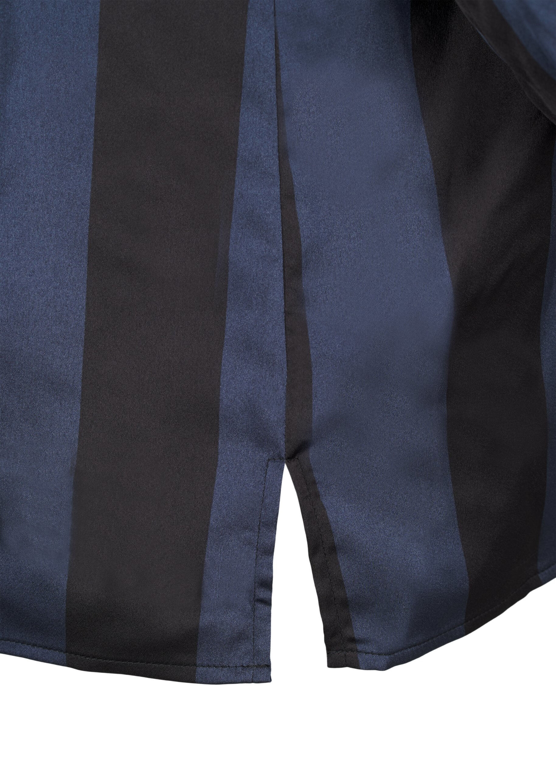 Zizzi Satin-Hemd mit Streifen, Spellbound w. Black, Packshot image number 3